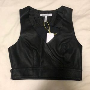 BCBGeneration Faux Leather Crop Top
